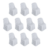 10 Pack Silver Polyester Folding Chair Covers, Reusable Stain Resistant Slip On Chair Covers#whtbkgd