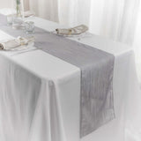 12inch x 108inch Accordion Crinkle Taffeta Table Runner - Silver