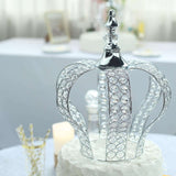 14inch Metallic Silver Crystal-Bead Royal Crown Cake Topper, Centerpiece