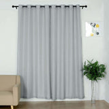  Silver Faux Linen Curtains, Semi Sheer Curtain Panels with Chrome Grommet