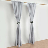 2 Pack Silver Polyester Event Curtain Drapes, 10ftx8ft Backdrop Event Panels With Rod Pockets