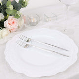 Glossy Silver Heavy Duty Plastic Silverware Forks, Shiny Cutlery, Premium Disposable Flatware