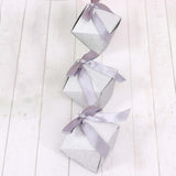 25 Pack | 2x3inches Geometric Silver Glitter Wedding Favor Candy Gift Box