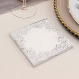 20 Pack White 3 Ply Premium Paper Cocktail Napkins with Silver Foil Lace Soft European Style Wedding