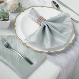 5 Pack | Silver Accordion Crinkle Taffeta Dinner Napkins | 20x20Inch