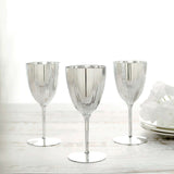 6 Pack | Silver 8oz Plastic Wine Glasses, Disposable Wine Goblets