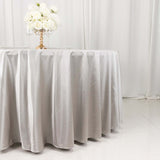 120inch Shimmer Silver Premium Scuba Round Tablecloth, Seamless Polyester Tablecloth