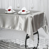 60"x102" Silver Smooth Satin Rectangular Tablecloth