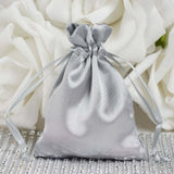 12 Pack | 3inches Silver Satin Drawstring Wedding Party Favor Gift Bags