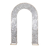 8ft Silver Big Payette Sequin Open Arch Wedding Arch Cover Sparkly U-Shaped Fitted Backdrop#whtbkgd