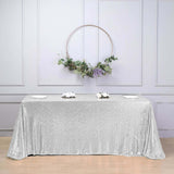 90x156" Silver Premium Sequin Rectangle Tablecloth