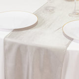 Shimmer Silver Premium Scuba Polyester Table Runner, Wrinkle Free Table Linen