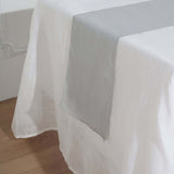 12x108 Silver Linen Table Runner, Slubby Textured Wrinkle Resistant Table Runner