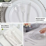 25 Pack - 7inch Clear Silver Glittered Heavy Duty Plastic Spoons, Utensils