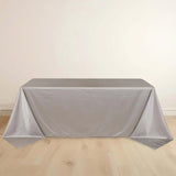 90x132inch Shimmer Silver Premium Scuba Rectangle Tablecloth, Wrinkle Free Seamless Polyester