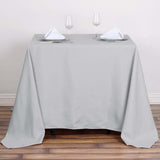 90"x90" Silver Square Polyester Table Overlay