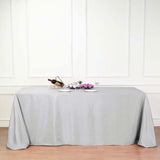 90"x132" Silver Polyester Rectangular Tablecloth