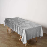 60"x102" Silver Premium Velvet Rectangle Tablecloth, Reusable Linen