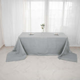 90x156inch Silver Accordion Crinkle Taffeta Rectangular Tablecloth