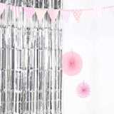 8ft Silver Metallic Tinsel Foil Fringe Doorway Curtain Party Backdrop