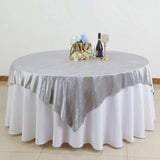 72x72Inch Silver Premium Velvet Table Overlay, Square Tablecloth Topper