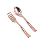 24 Pack | Rose Gold 4inch Heavy Duty Plastic Mini Dessert Spoons, Disposable Silverware