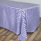 90 inch x132 inch White/Purple Stripe Satin Tablecloth