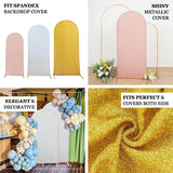 5ft Gold Shimmer Tinsel Spandex Wedding Arch Cover For Fitted Round Top Chiara Backdrop Stand