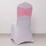 5 Pack Pink Wide Ruffled Fitted Spandex Chair Sash Band