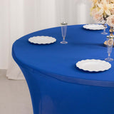 Royal Blue Stretch Spandex Fitted Round Tablecloth 60 in for 5 Foot Tables