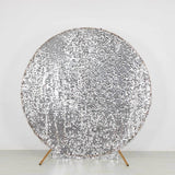 7.5ft Sparkly Silver Big Payette Sequin Single Sided Wedding Arch Cover for Round Backdrop