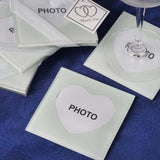 2 Pack | 3" Heart Shaped Picture Frame Party Favors, Square Glass Coasters, Gift Wrapped With Thank 