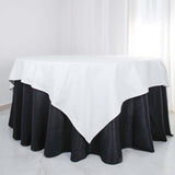 90" White Square 100% Cotton Linen Table Overlay Washable