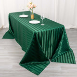 90x132inch Hunter Emerald Green Satin Stripe Seamless Rectangular Tablecloth