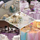 Elegant wedding reception table decor with pastel linens and floral centerpieces