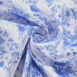 60"x102" White Blue Satin Rectangular Tablecloth in French Toile Floral Pattern, Wrinkle#whtbkgd