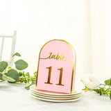 25 Pack Blush Arch Table Numbers Tent Cards with Metallic Gold Foil 1-25 Numbers Print