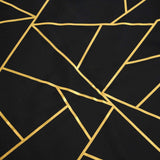 60"x102" Black Rectangle Polyester Tablecloth With Gold Foil Geometric Pattern#whtbkgd