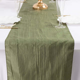 12x108inch Dusty Sage Green Accordion Crinkle Taffeta Linen Table Runner