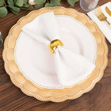 6 Pack Metallic Gold Disposable Sunflower Charger Plates With Scalloped Rim, Elegant Acrylic