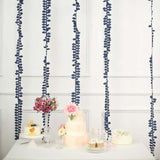 50ft | 4inch Navy Blue Leaf Petal Taffeta Ribbon Sash, Artificial DIY Fabric Garlands