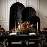 Set of 3 Black Crushed Velvet Chiara Backdrop Stand Covers For Round Top Wedding Arches