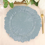 6 Pack | 13inch Dusty Blue Round Reef Acrylic Plastic Charger Plates, Dinner Charger Plates