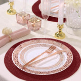 6 Pack | Burgundy Sparkle Placemats, Non Slip Decorative Round Glitter Table Mat