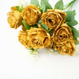 2 Bushes | 18inch Real Touch Gold Artificial Rose Flower Bouquet, Silk Long Stem Flower Arrangements