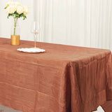 60"x102" Terracotta (Rust) Accordion Crinkle Taffeta Rectangle Tablecloth