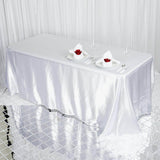 90x132Inch White Satin Seamless Rectangular Tablecloth