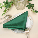 5 Pack | Hunter Emerald Green Premium Sheen Finish Velvet Cloth Dinner Napkins