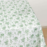 Dusty Sage Green Polyester Square Tablecloth in French Toile Pattern