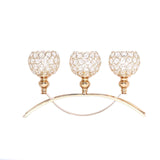 16inch Arch Bridge 3 Arm Gold Crystal Beaded Candle Holder, Votive Goblet Candelabra#whtbkgd